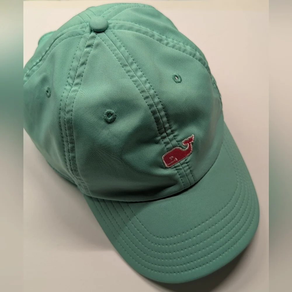 Vineyard Vines Mint Green Baseball Cap Pink Whale Adjustable Ponytail Hat